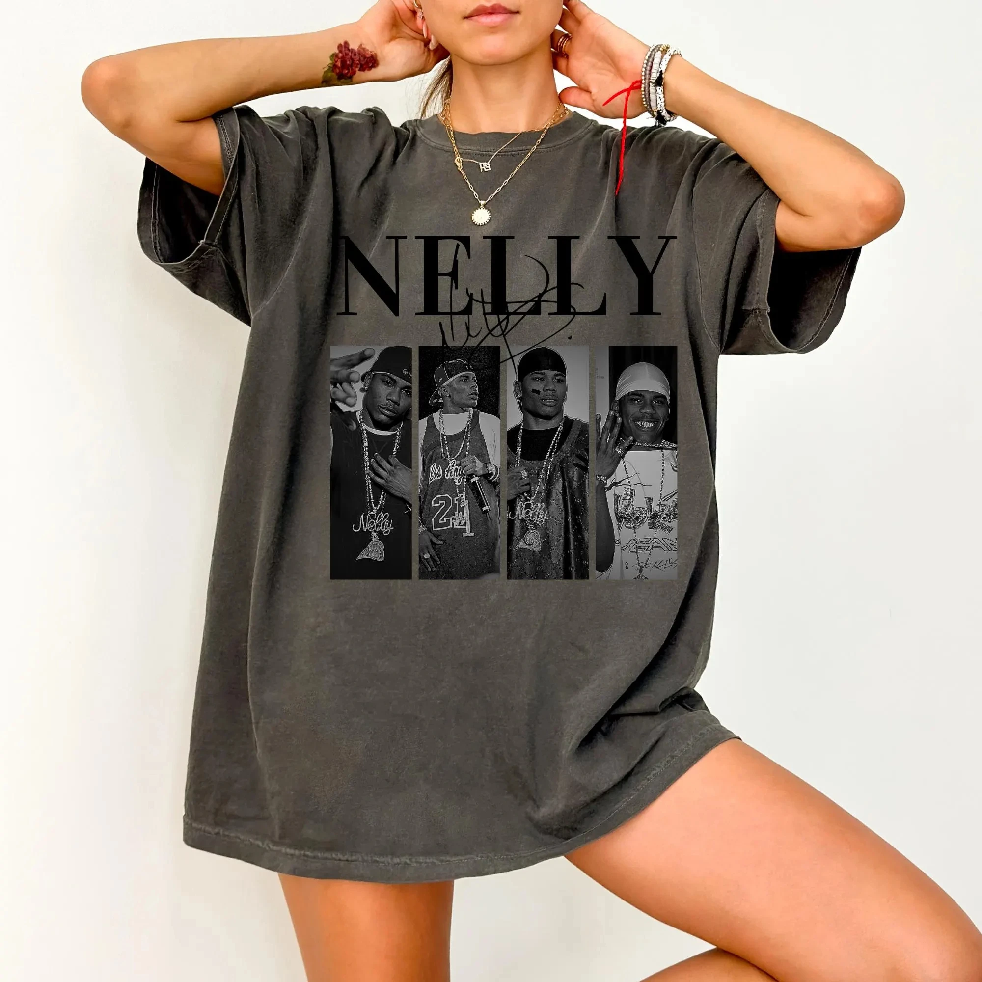 Camiseta vintage con gráfico de Nelly Rapper de los años 90, ropa para mujer, camiseta para mujer