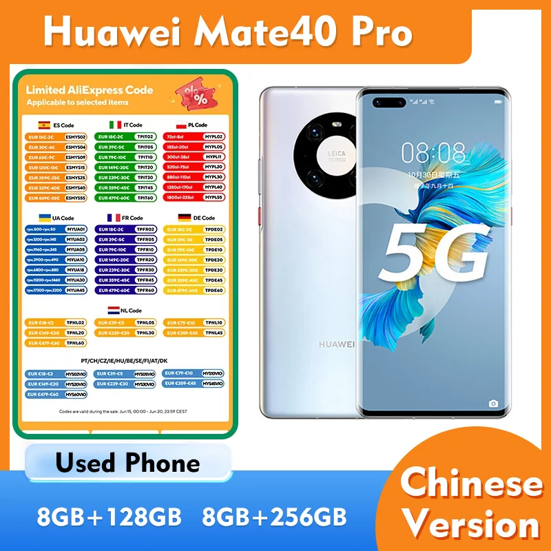 Huawei Mate40 Pro 5G 128GB 256GB ROM Smartphone Android 6.76
