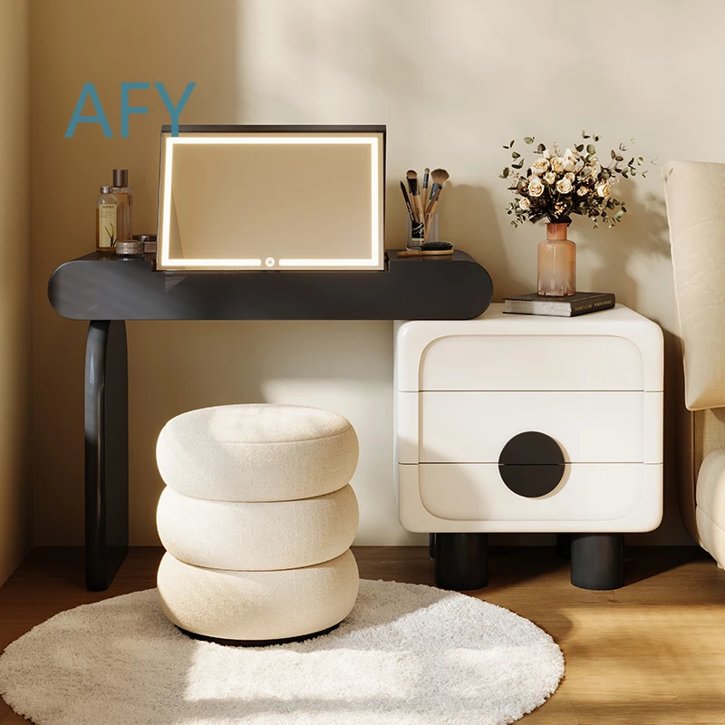 Advanced Solid Wood Makeup Vanity for Modern Luxury Standing Mirror Simple One Bedroom Dressing Table Bucket Cabinet Bedside