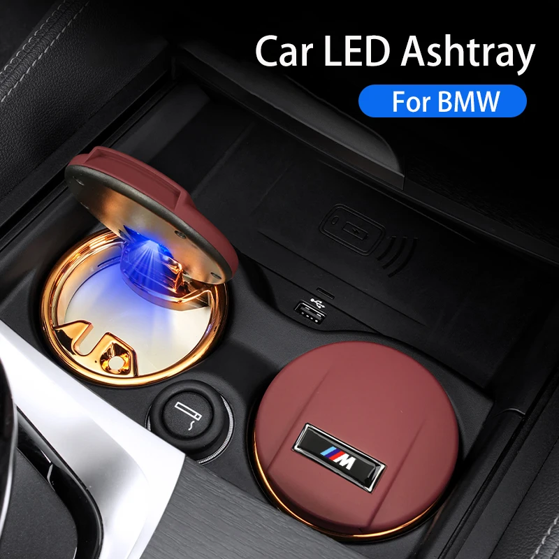 Car Ashtray With LED Light Auto Cup Holder Insert Ashtray For BMW 5 Series X3 X5 X7 G30 G20 F10 G01 G02 U11 G06 G11 G05 6GT G32