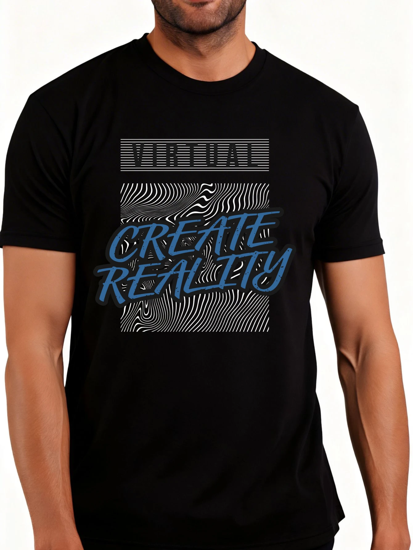 Retro Futuristic Men's T-Shirt Virtual Reality Graphic Design Summer Casual Wear Gift for Tech Enthusiasts and Fashion Lovers