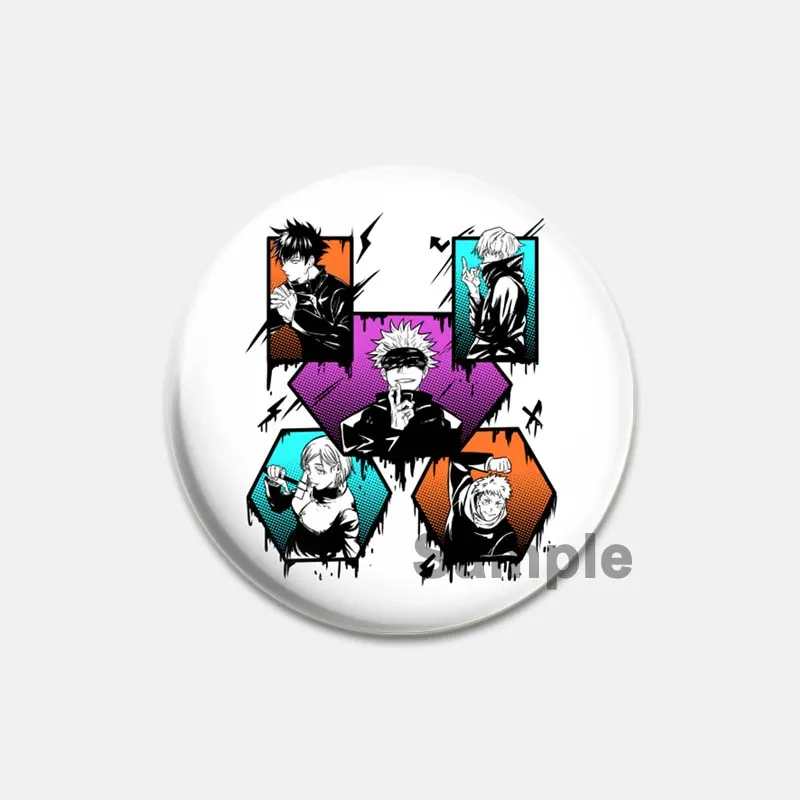 HD Print Round Handmade Anime Pins Ryomen Sukuna/Satoru Gojo Round Brooches Fushiguro Megumi/Itadori Yuji/Choso Cartoon Badge