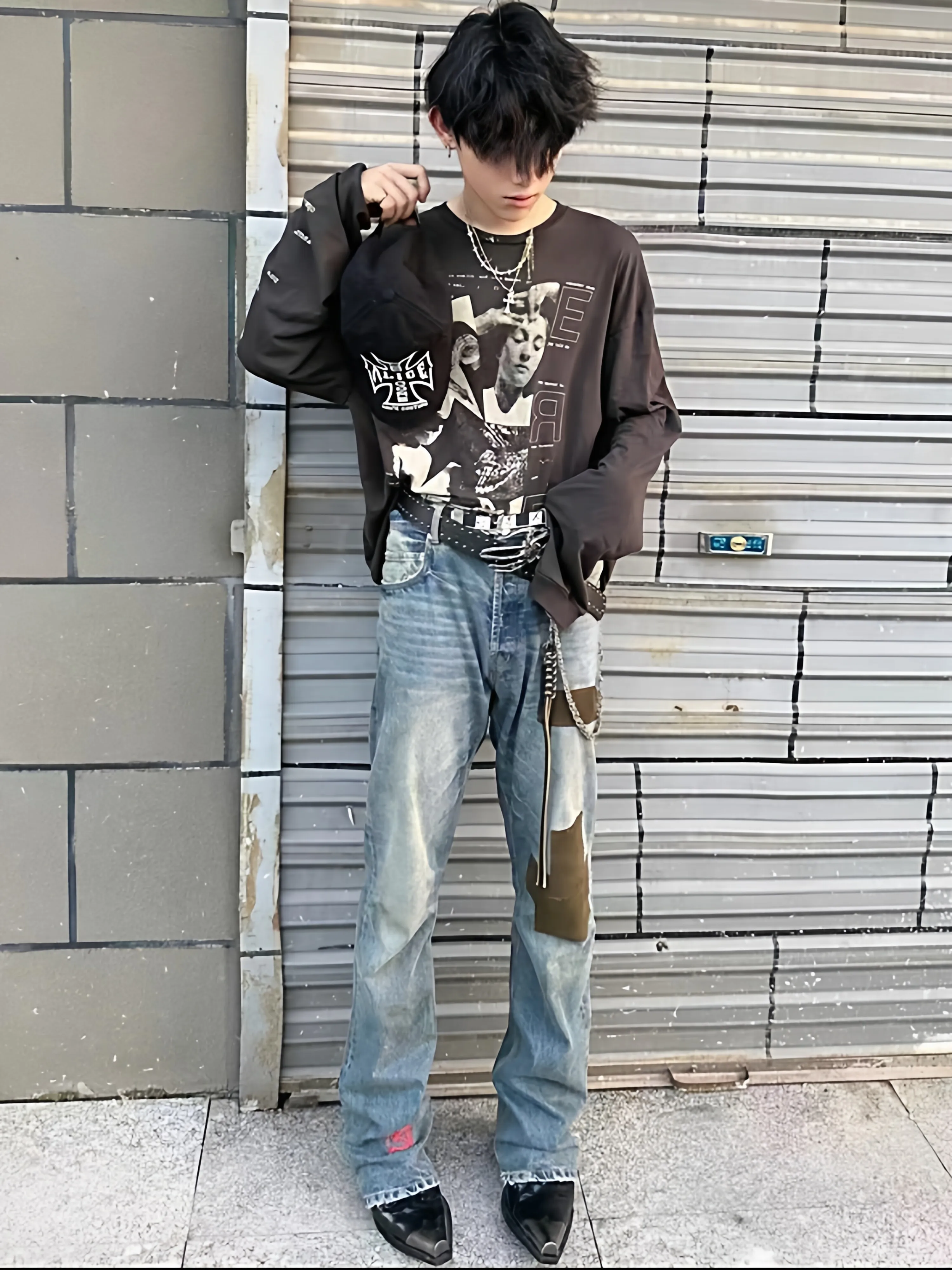 Depressed Rich Second Generation ERD24FW Men's Distressed Velvet Paint Splatter Embroidered Flared Jeans Spring Season