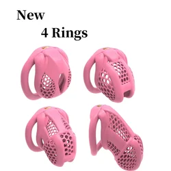 Male Chastity Cage 2 Colors Sissy Anti-Cheating SM Gay Beehive 4 Size Rings Abstinence Bondage Penis Ring Adult Locking Sex Toys