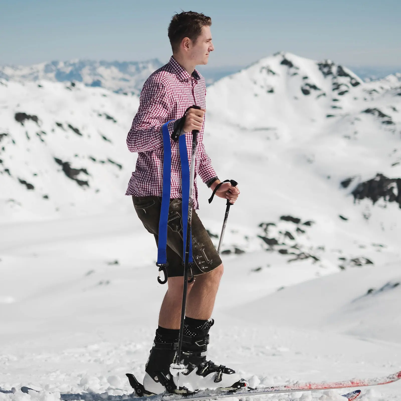 

2Pcs Ski Boot Carrier Strap Black Nylon Snowboard Boot Leash with Ergonomic Shoulder Sling for Back Pain Relief Compact Foldable