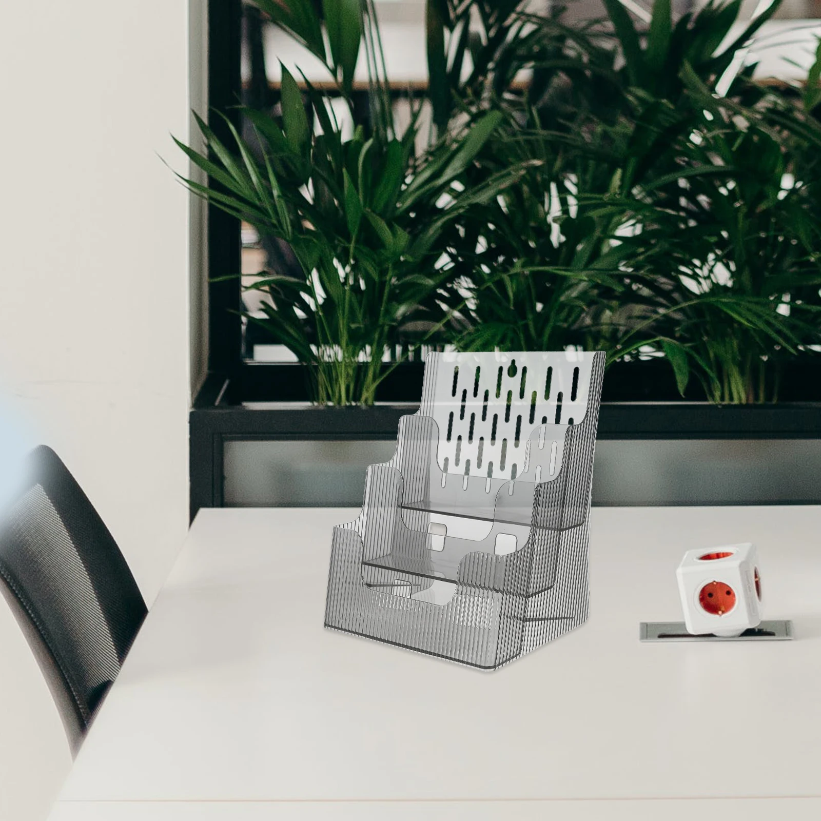 

Multi-Tier Desktop File Rack Clear Acrylic Office Organizer Document Holder File Storage Brochure Stand Clear Document Holder