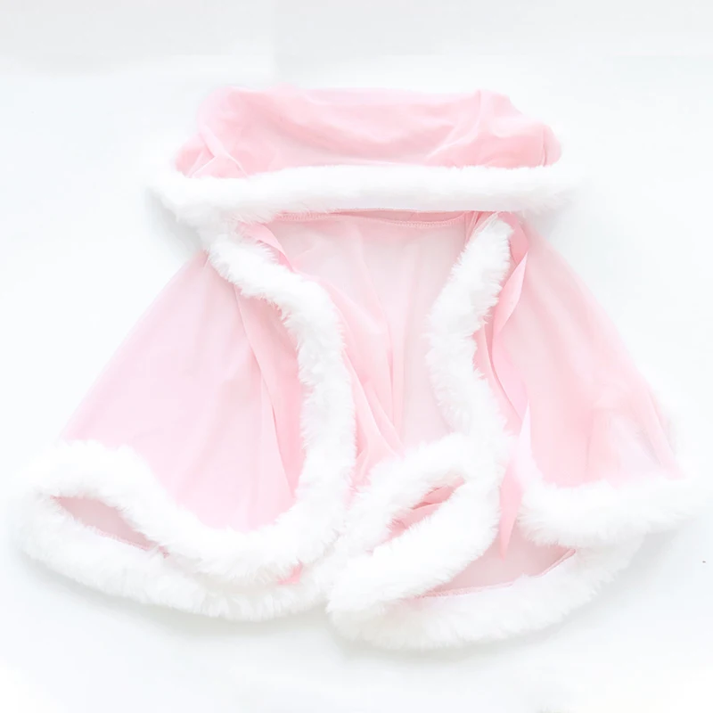 AniLV Anime Fairy Tale Girl Pink Hooded Cape Dress Costume Cosplay Women Mesh Furry Nightdress Pajamas Uniform Outfit