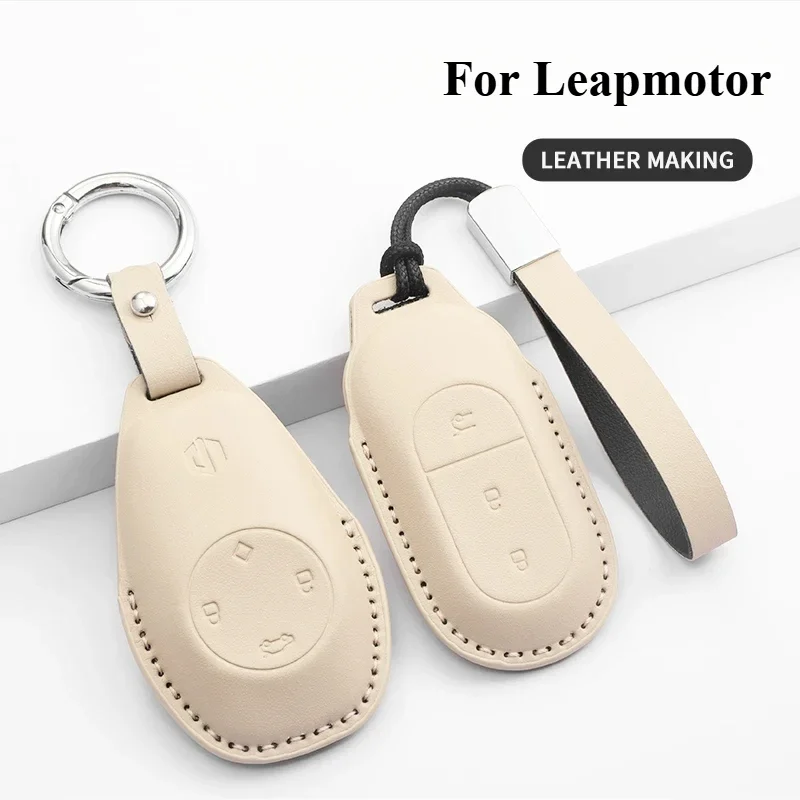 

PU Leather Car Key Case Cover Shell For Leapmotor t03 s01 c11 for 2023 Leapmotor C01 T03 S01 C11 Leap Motor Keyless Holder Fob