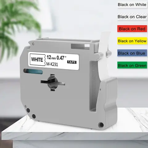 1PK 12mm MK Tape M-K231 MK-231 Compatible Brother P-touch MK231 431 531 631 731 for Brother PT-65 PT-70 PT-80 PT-M95 Label Maker