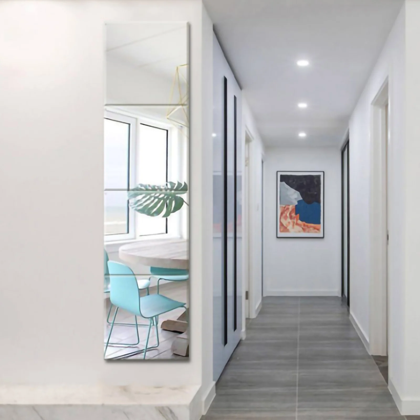 

1 Set Splicing Full-Length Wall-Mounted Dressing Mirror For Bedroom Bathroom Studio Simple Retro Style Home Decorative Hanging