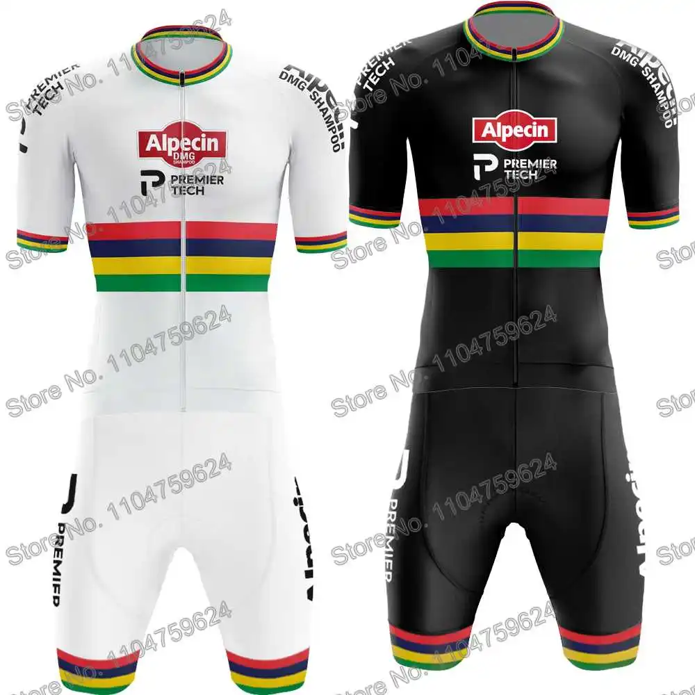 Alpecin Premier-Tech 2026 Campeón del mundo Ropa de ciclismo Verano Conjunto de maillot de ciclismo para hombre Traje de camisa de bicicleta de carretera Manga corta BTT Mujer Culotte con tirantes para bicicleta