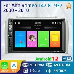 Estéreo de coche para Alfa Romeo 147 GT 937 2000-2010 Radio 2 Din Android reproductor Multimedia de coche unidad principal Autoradio Carplay Android Auto