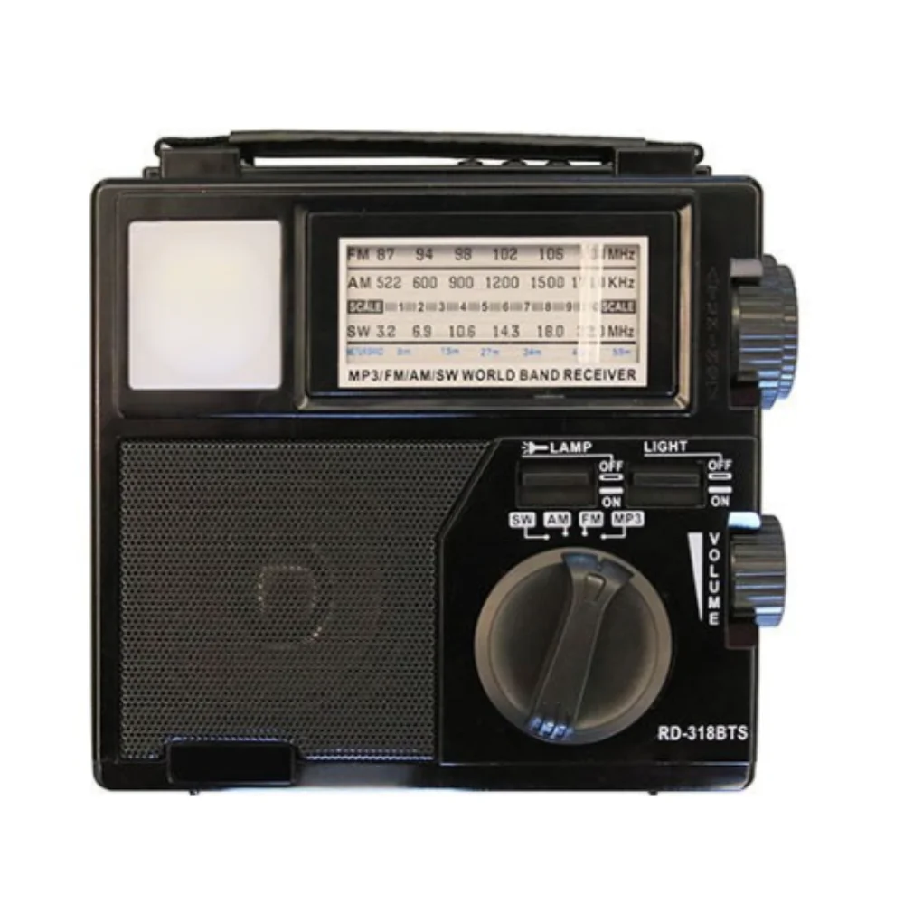 Solar Portable Emergency Radio Music Player LED Flashlight FM AM SW Radio Receiver Multi Function Multi Band