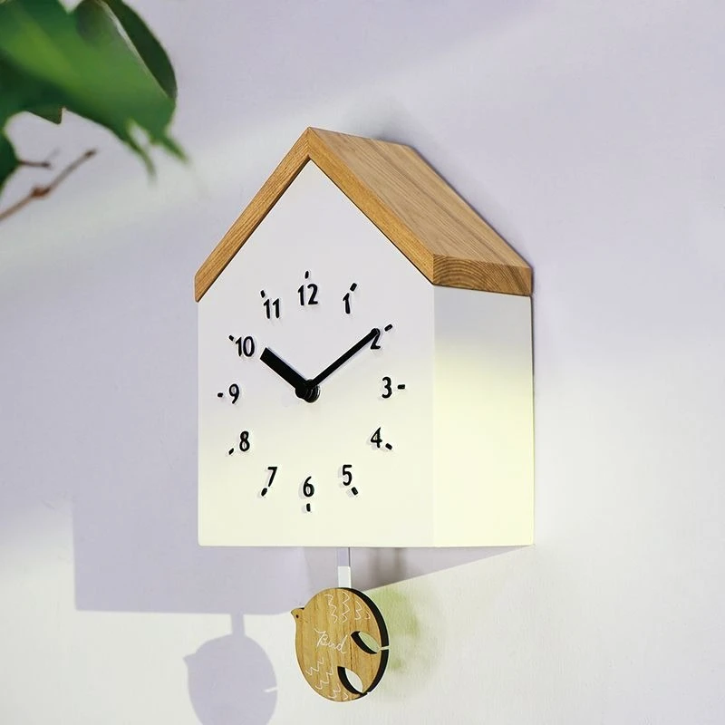 Cartoon Wall Clocks Living Room Wooden Nordic Clock Simple Modern Home Decoration Silent Wall Watch Interior House Decorations
