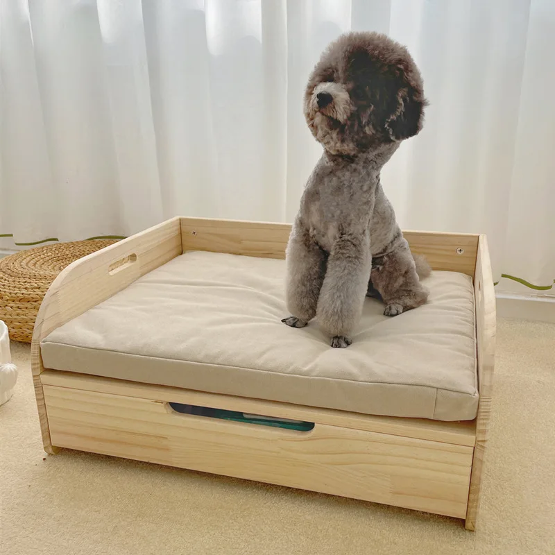 

Drawer wooden bed, nest removable and washable canvas, all-season wooden , can store storage