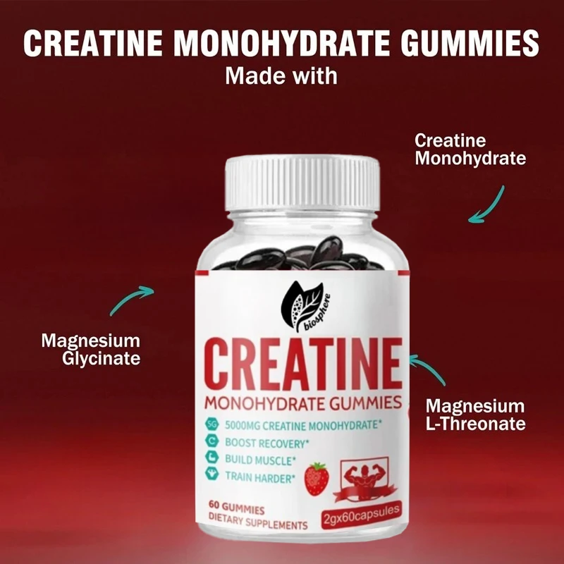 

Apple Flavored Creatine Monohydrate Gummies with Magnesium Glycinate And L-threonine 5000mg Muscle Recovery Supplement