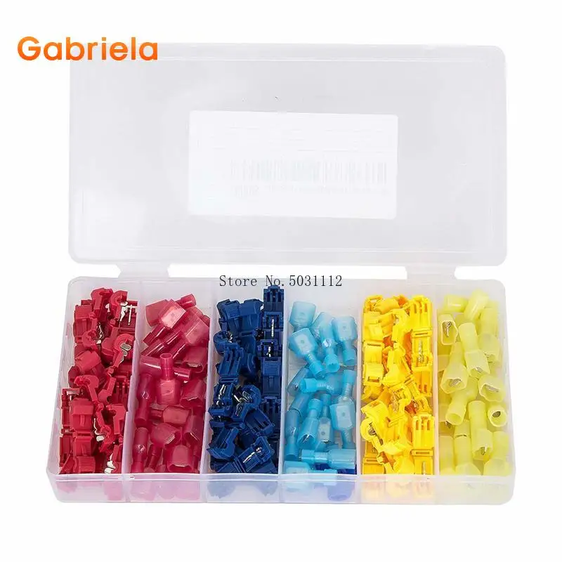 120Pcs/60 Pairs Quick Splice Wire Terminals T-Tap Self-stripping with Nylon Fully Insulated Male Quick Disconnects Kit