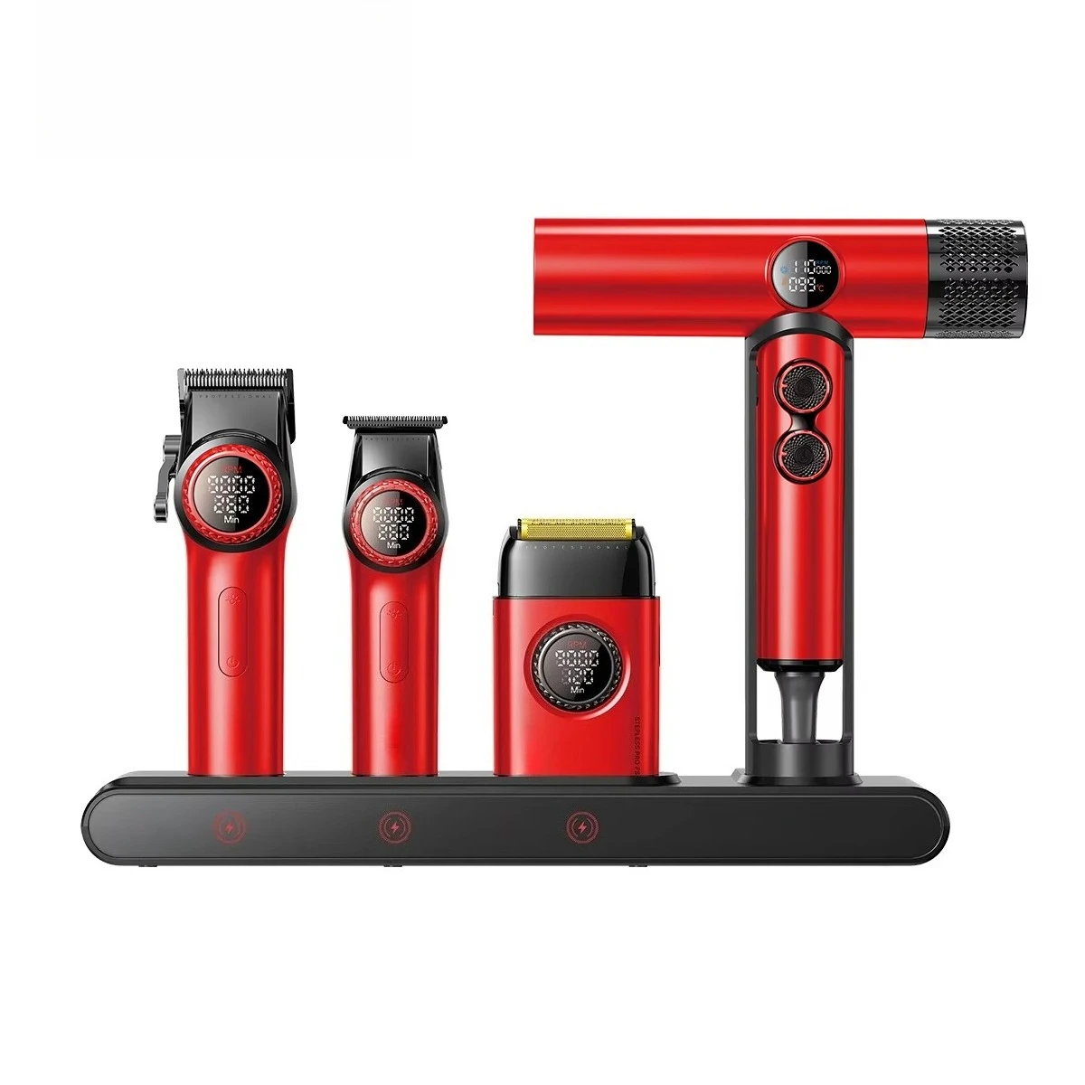4IN1 Steplerss PRO 9000RPM Hair Clipper Trimmer Hair Dryer 11000RPM High Speed Professional Barber Tools Kit