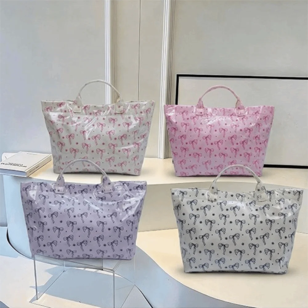 Portable Cherry PVC Tote Bag Leopard Print Waterproof Transparent Jelly Bag Beach Bag Shoulder Bag Armpit Bags Travel