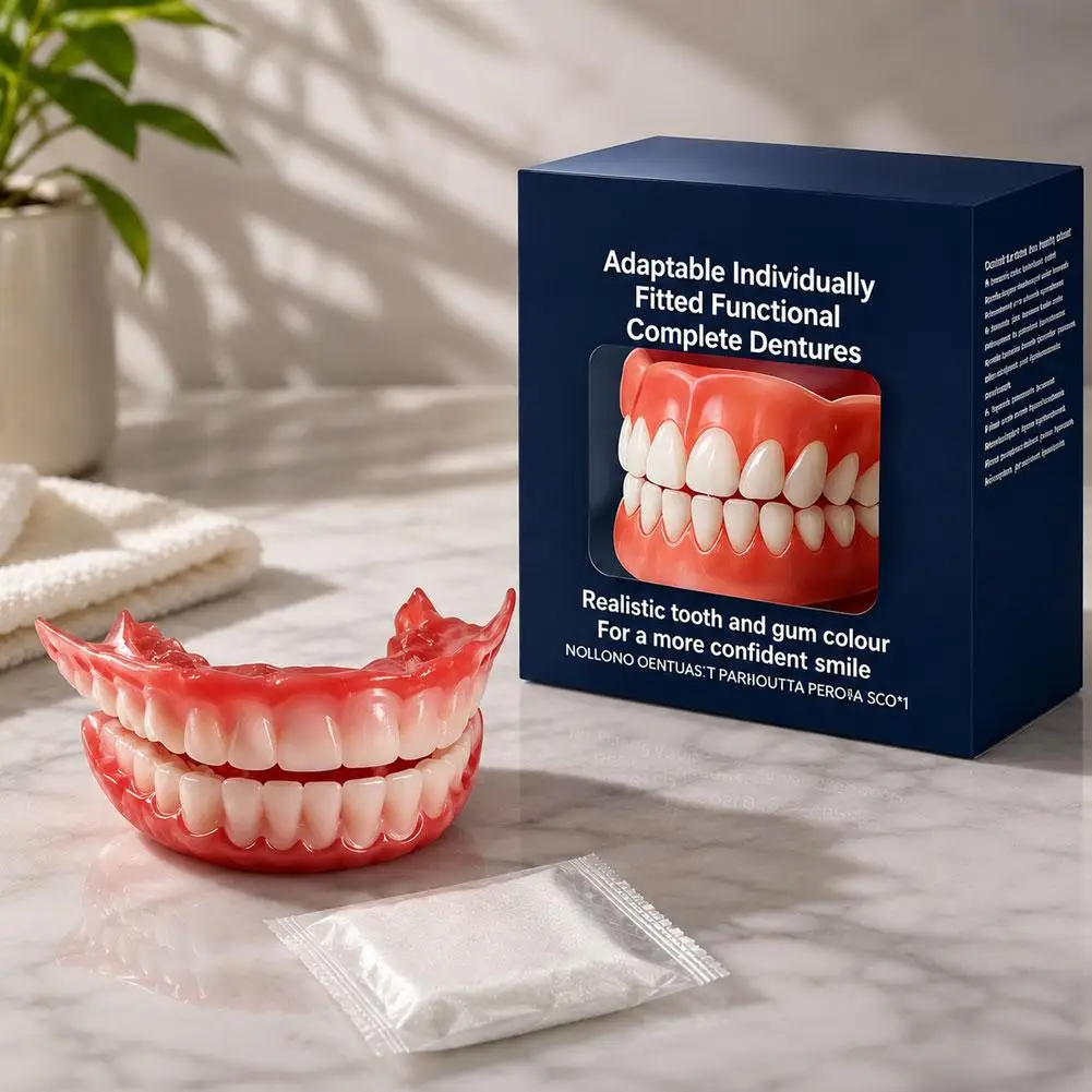 Silicone False Teeth Set Soft Elastic Comfortable Fit Secure Stable Realistic Appearance Upper Lower Complete Denture Kit 2026