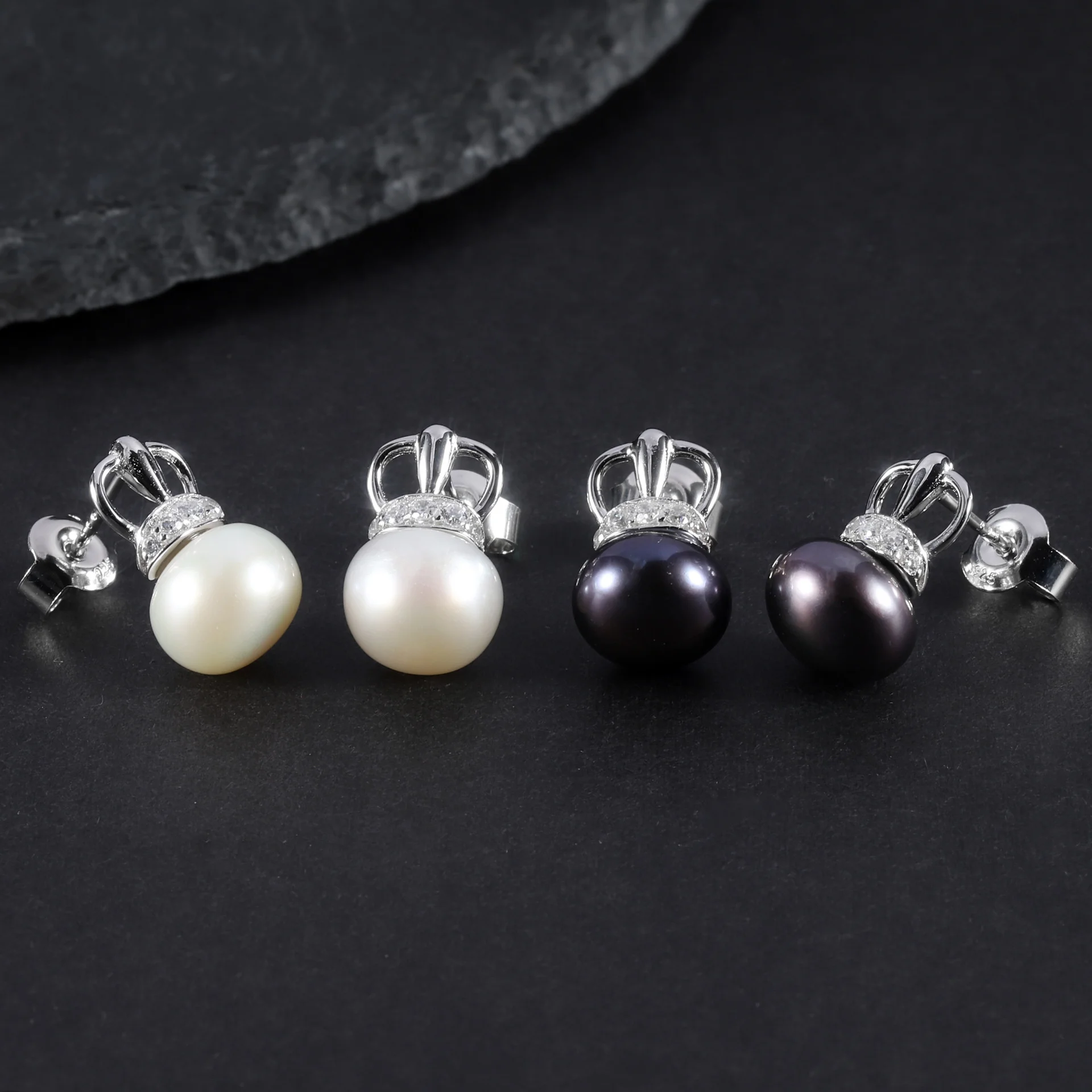 

genuine real brand jewels New 9mm Natural Freshwater Pearl Women's Fashion and Luxury Style S925 Pure Silver Earrings high quali