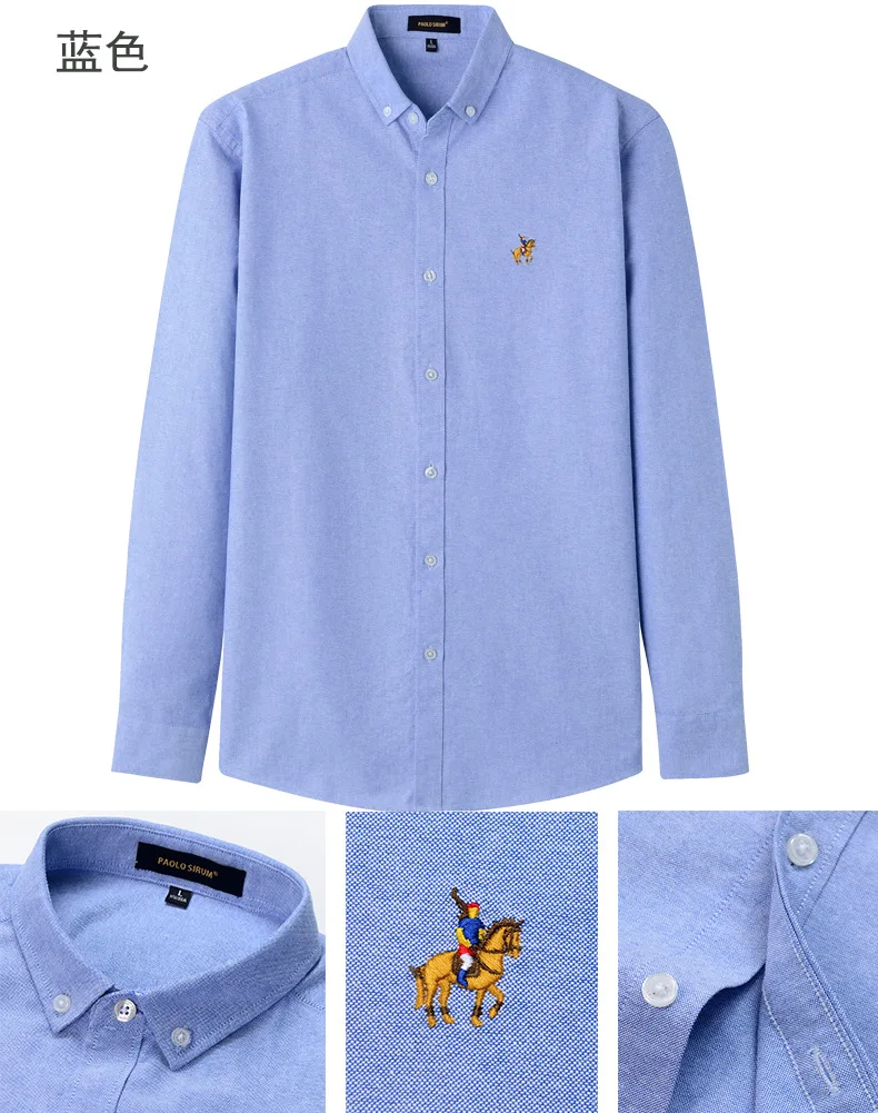 

New men's high-end Oxford cloth button-down shirt, featuring a unique logo, long sleeves, suitable for both casual and business