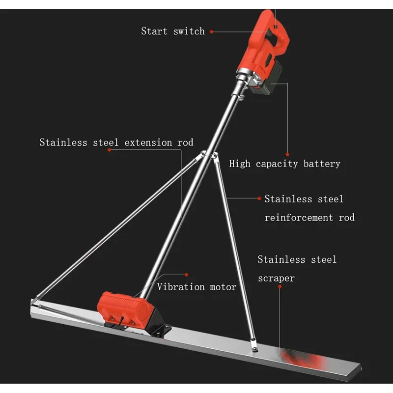 100 سنتيمتر الكهربائية ملمع الخرسانة مستوى الطابق الاهتزاز حاكم هاون هزاز المرامل آلة تسوية الخرسانة مع البطارية