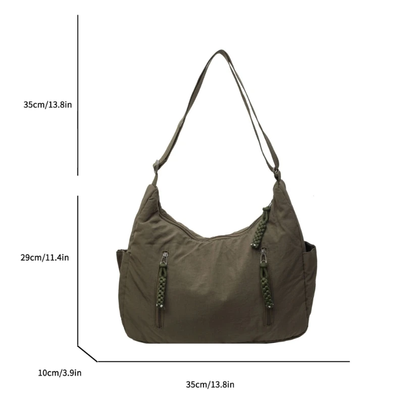 Lichtgewicht crossbodytas met meerdere zakken Nylon schoudertassen Satchel