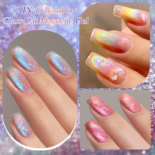 Imagen 2 del producto LILYCUTE 7ML 9D colorido Arco Iris gato Gel magnético esmalte de uñas hermoso Color brillante efecto vidrio manicura remojo UV Gel de uñas