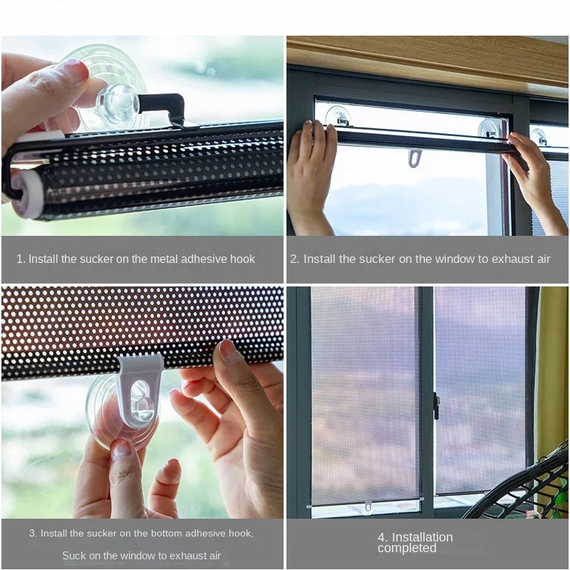 2024 New Retractable Shading Curtain Car Auto Side Window Roll Curtain Household Living Rooms Sun Shading Rolling Blinds Cover