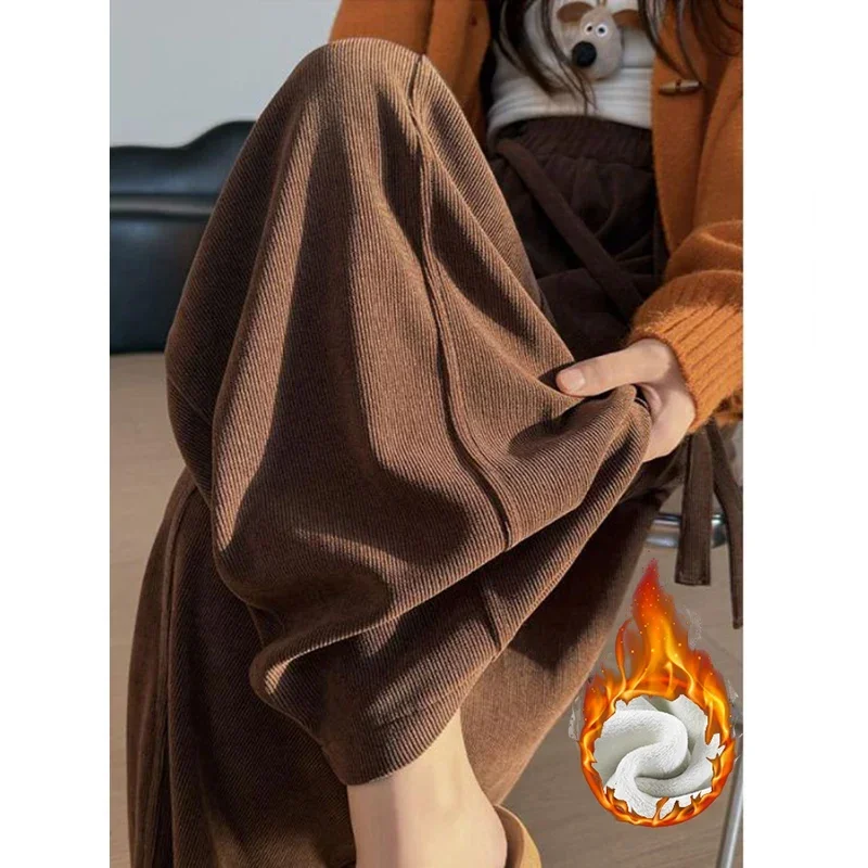 Winter-Jogginghose für Mädchen aus dünnem Fleece, modische, warme Plüsch-Freizeithose für Damen, hohe Taille, thermische Sweatpants für Mädchen – Detail 25