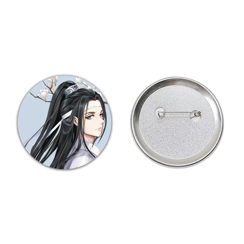 أنيمي مو داو زو شي المفاجئة في بروش الكرتون شارة لان زان وي Wuxian Lan Wangji التلبيب دبوس اكسسوارات للملابس على ظهره هدية