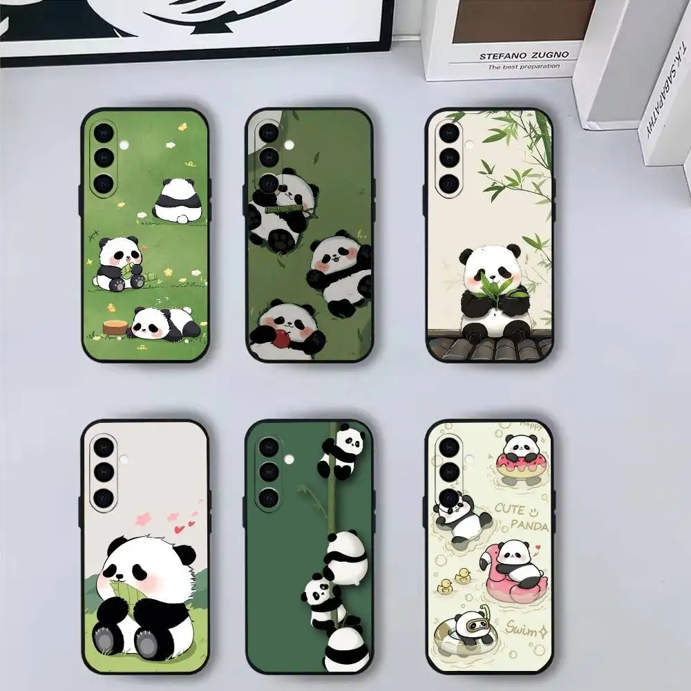 

Cute Cartoon P-Panda Phone Case For Samsung Galaxy A73,A72,A71,A70,A53,A52,A51,Others Soft Black Cover