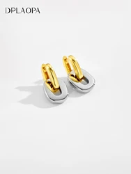 DPLAOPA 925 Sterling Silver Two Irregular Piercing Hoop Loops Thick Earrings 2024 Women Luxury Fashion Party Fine Gift Jewelry