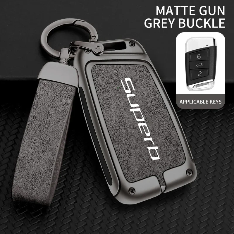 

Car Zinc Alloy Key Case Bag For Skoda Superb 2 3 A7 Car Key Chain Car Metal Key Shell Car Interior Decoration Auto Accessories