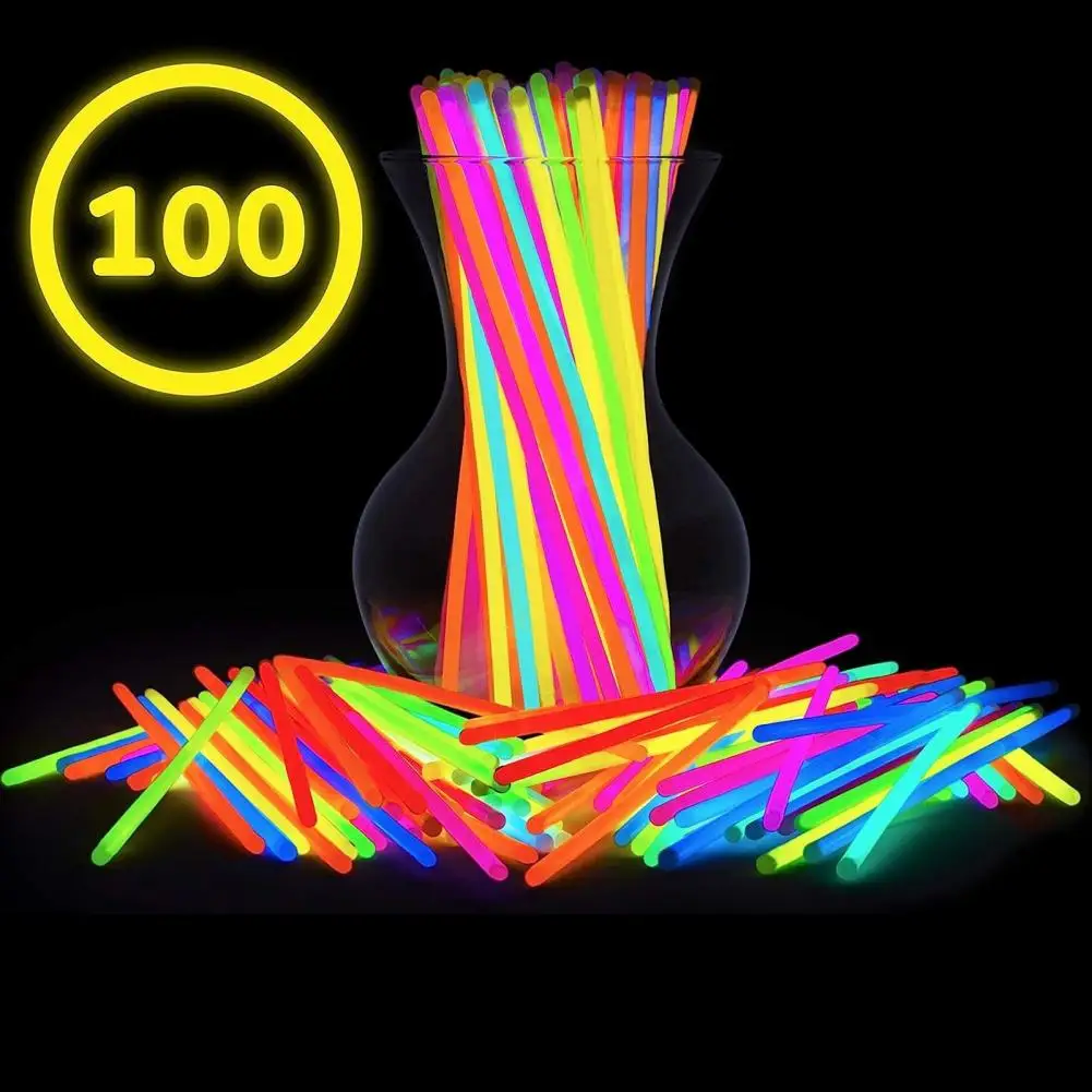 

Portable Glowing Sticks Vibrant Glow Stick Bulk Set 100pcs Disposable Necklace Bracelet Glowsticks Halloween Party Favors for A