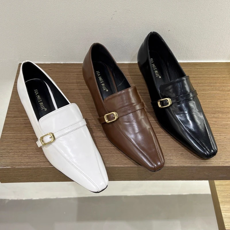 

SUOJIALUN/2022, осенние новые брендовые женские туфли-лодочки, модные женские туфли без шнуровки с круглым носком, элегантные туфли-лодочки на тонком низком каблуке