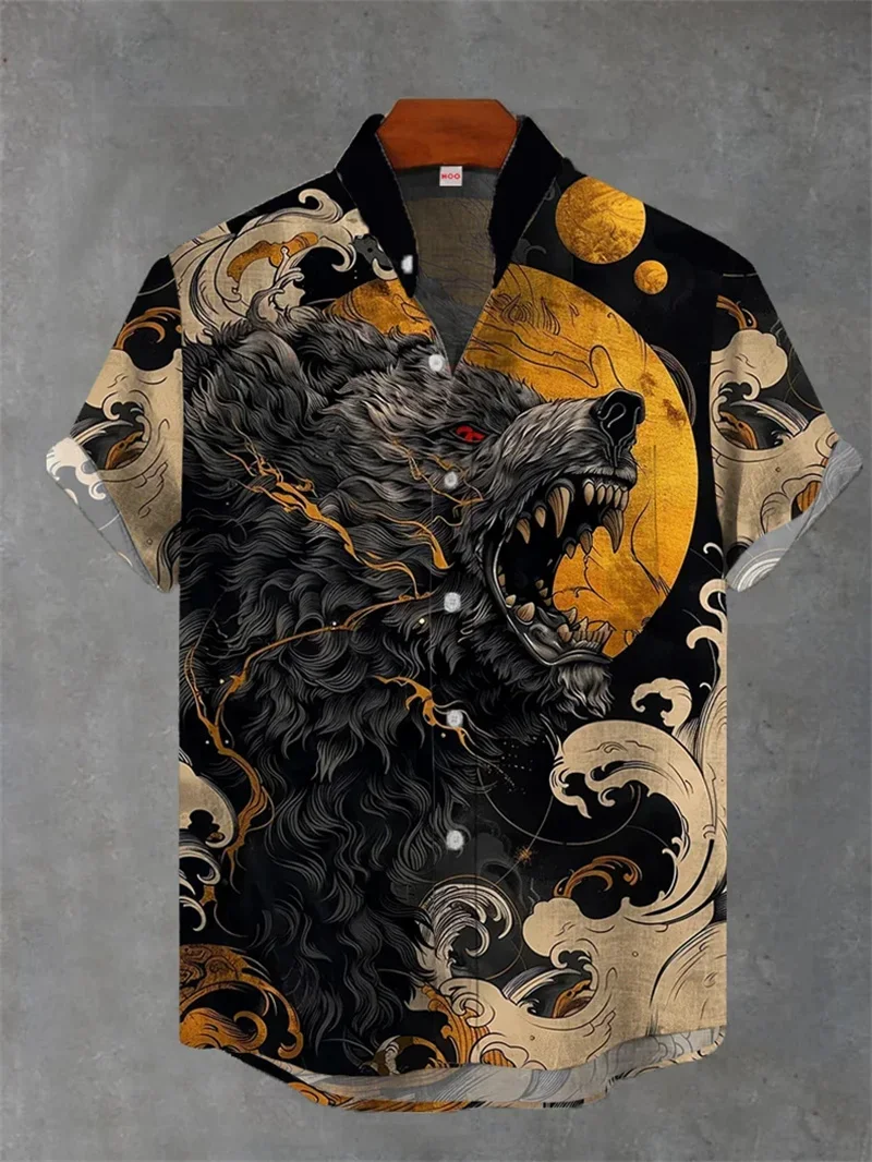 

Fashionable Men's Summer Short sleeved Shirt Printed Men's Casual Short sleeved Top Fashionable Button Short sleeved Shirt