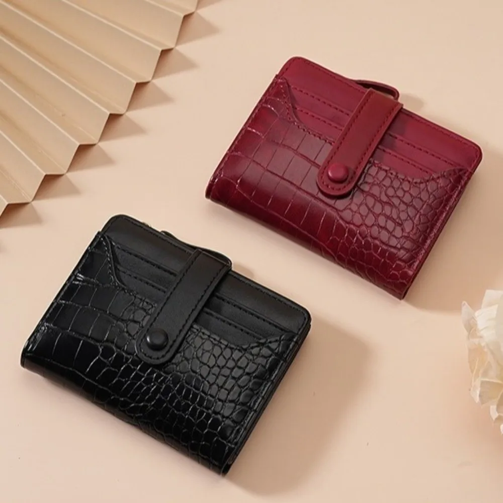Fashion Portable Women Short Wallet Polyester Multiple Card Card Bag Solid Color Short Multi-card Slots Wallet School