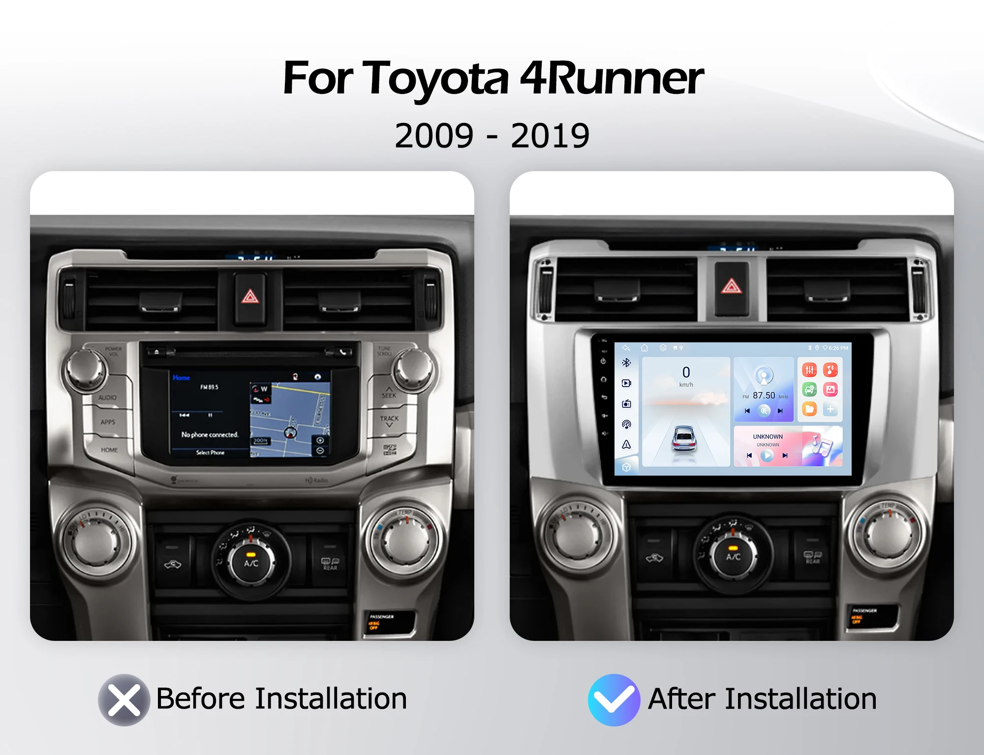 Android 16 QLED 2000*1200P 8 Core For Toyota 4Runner 2009-2019 Multimedia Player Auto Wireless CarPlay WIFI 4G BT