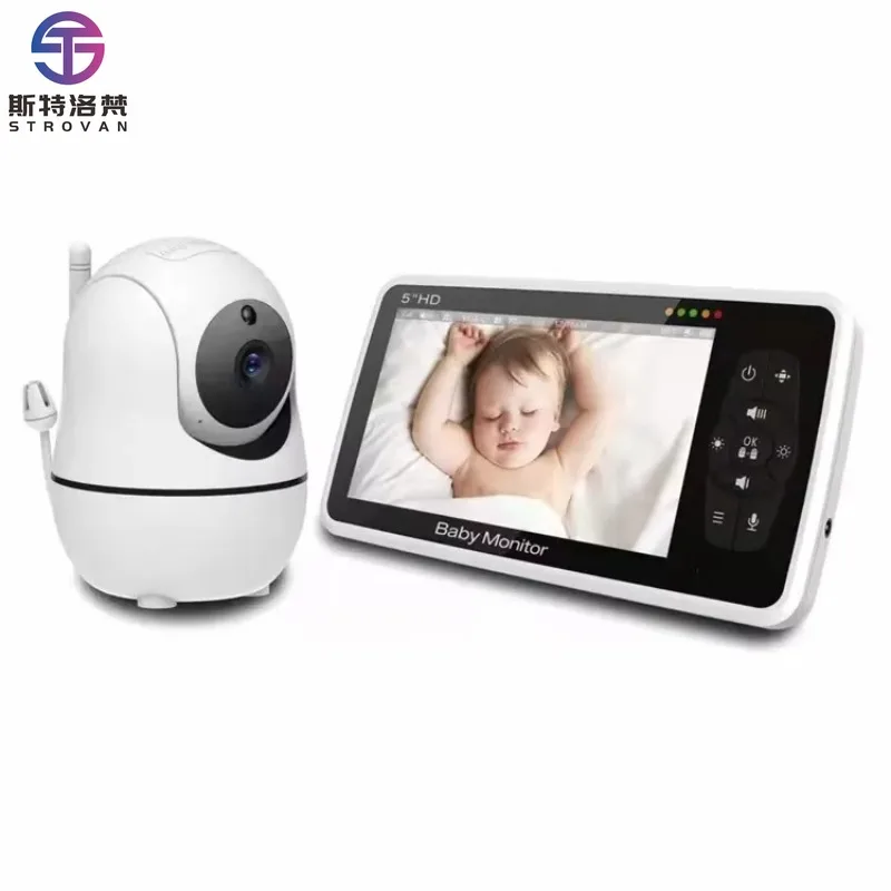 5Inch 1080P HD LCD Screen Pan-Tilt Control Temperature Display 4x Zoom Two-Way Talk Voice Activation IP65 Baby