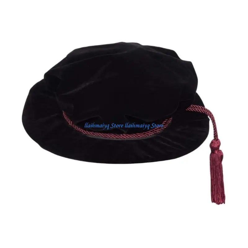 

573B Classical Doctoral Tam Graduation Mortarboard for 2026 Ceremonies Photo Props