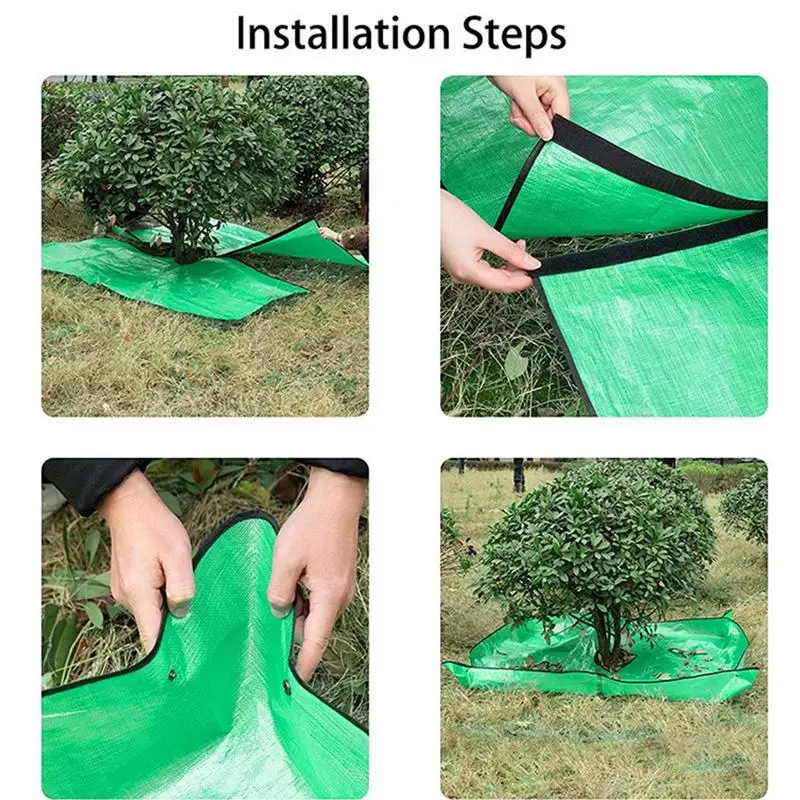 Garden Tarp Landscape Tarp For Trimming With 12 Inches Hole Waterproof Barrier With Four Corner Buckles Tree Pruning Cloth For