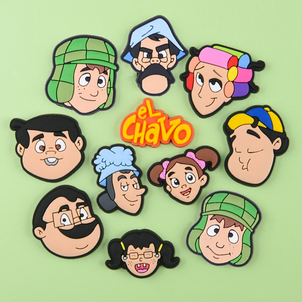 11 piezas de adornos de dibujos animados de El Chavo para sandalias y chanclas, accesorios de decoración de PVC para zapatos, regalo de Navidad, cumpleaños o recuerdo de fiesta.
