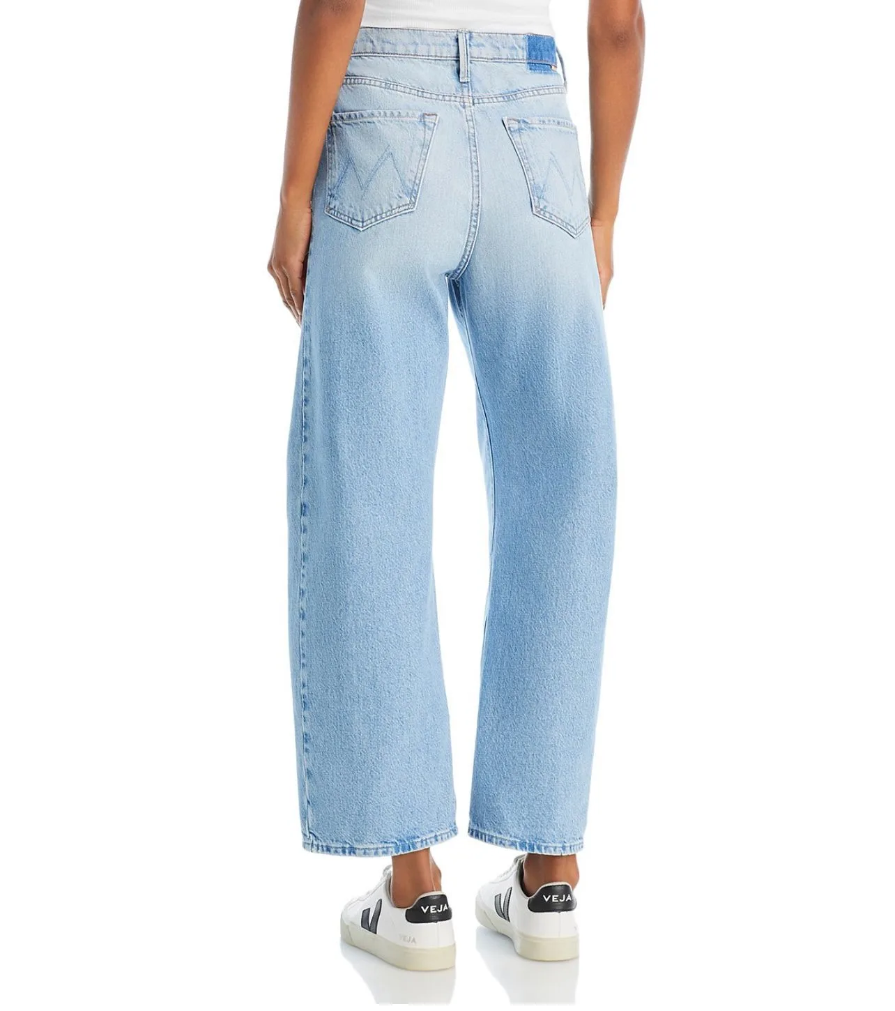 Pantalon en denim bleu clair pour femme, taille haute, jambe large, américain, nouveau, 2024SS