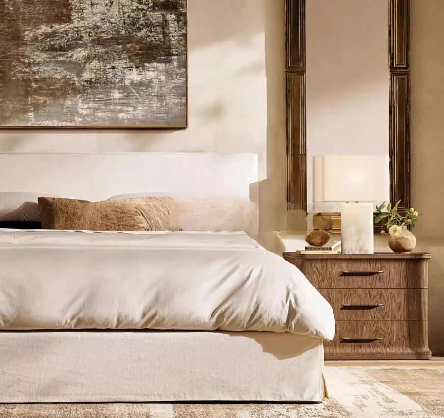 طاولة بجانب السرير بثلاثة أدراج من الخشب الصلب وأثاث غرفة النوم وطاولة بجانب السرير مغلقة