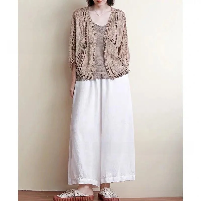 الدانتيل للذوبان في الماء المرأة تحت irt Csole Csole الصيف عادية فضفاضة تناسب قطنية عالية الجودة دون Sves المطرزة لون نقي #1