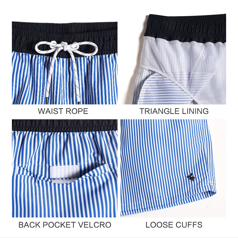 New Style Men Stripe Shorts Quick Drying Baggy Male Summer Shorts Men Fashion Beach Shorts Men Board Shorts GMA2454