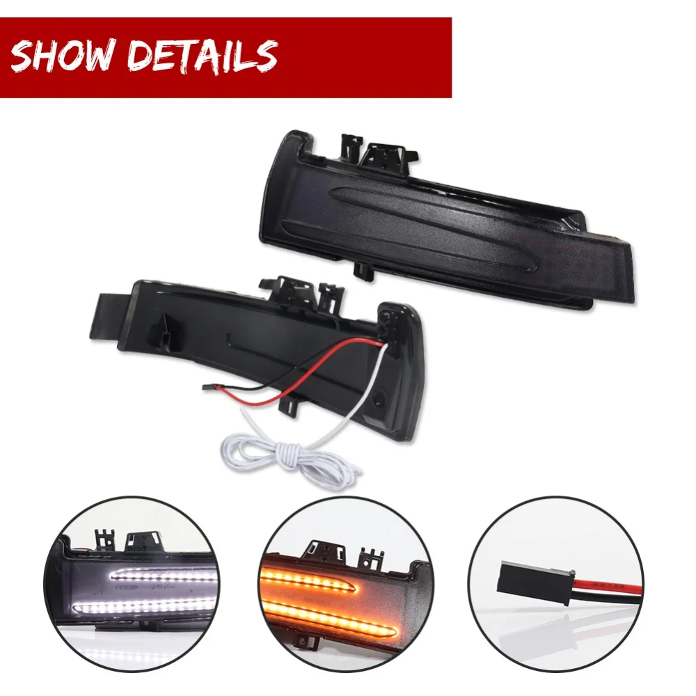 Switchback White & Dynamic Amber LED Front Side Mirror Turn Signal Lights For Mercedes-Benz W176 W204 W212 W221 W218 W246 C117