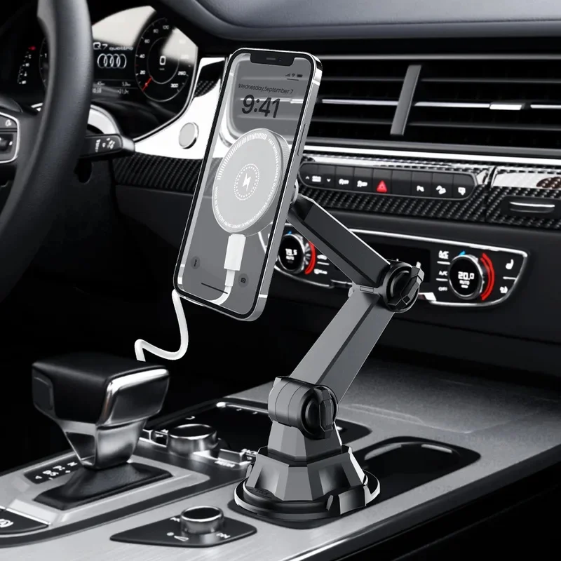 360° Rotating Magnetic Car Cup Holder Phone Mount MagSafe-Compatible Universal for iPhone Samsung Xiaomi - Car Dashboard Clip on